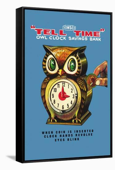 Tell Time Owl Clock-null-Framed Stretched Canvas