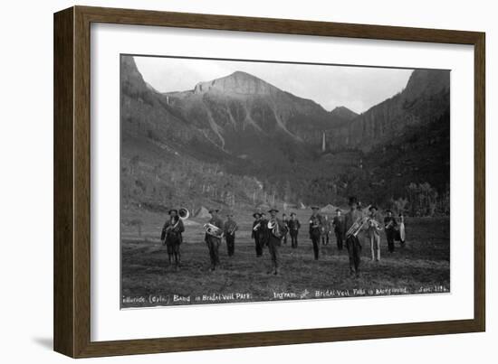 Telluride Band in Bridal Veil Park Ingram and Bridal Veil Falls, 1886-Charles Goodman-Framed Photographic Print