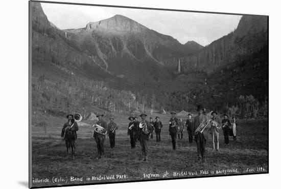 Telluride Band in Bridal Veil Park Ingram and Bridal Veil Falls, 1886-Charles Goodman-Mounted Photographic Print