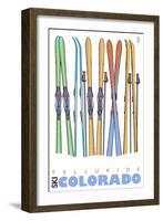 Telluride, Colorado, Skis in the Snow-Lantern Press-Framed Art Print