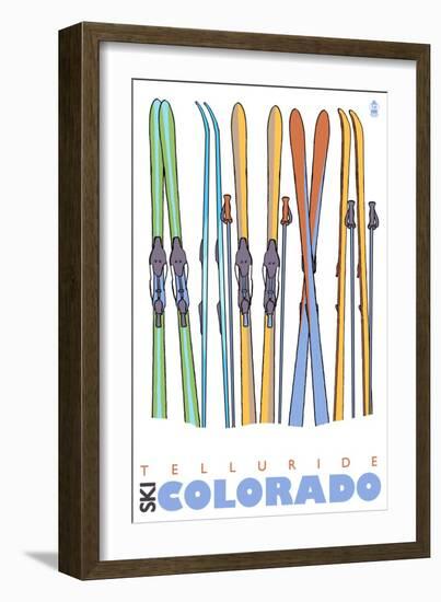 Telluride, Colorado, Skis in the Snow-Lantern Press-Framed Art Print