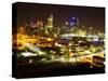 Telsta Dome and Melbourne CBD at Night, Victoria, Australia-David Wall-Stretched Canvas