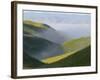 Temblor Range, Overlapping Hills in Fog, Kern County, California, USA-Terry Eggers-Framed Photographic Print