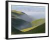 Temblor Range, Overlapping Hills in Fog, Kern County, California, USA-Terry Eggers-Framed Photographic Print