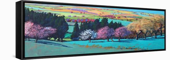 Teme Valley April (Acrylic on Board)-Paul Powis-Framed Stretched Canvas