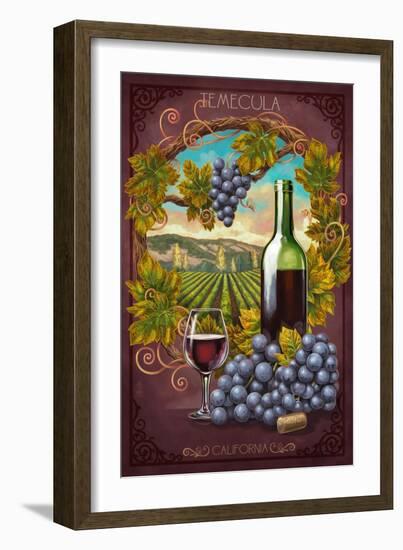 Temecula, California - Merlot Wine Scene-Lantern Press-Framed Art Print