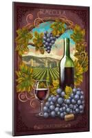 Temecula, California - Merlot Wine Scene-Lantern Press-Mounted Art Print