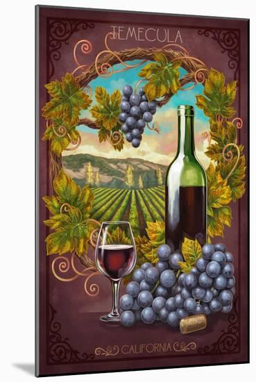 Temecula, California - Merlot Wine Scene-Lantern Press-Mounted Art Print