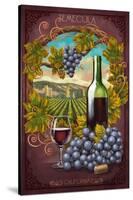 Temecula, California - Merlot Wine Scene-Lantern Press-Stretched Canvas