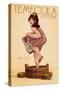 Temecula, California - Pinup Girl Stomping Grapes-Lantern Press-Stretched Canvas