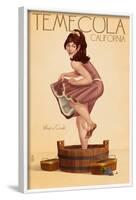 Temecula, California - Pinup Girl Stomping Grapes-Lantern Press-Framed Art Print