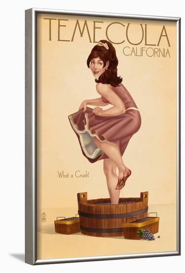 Temecula, California - Pinup Girl Stomping Grapes-Lantern Press-Framed Art Print