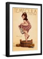 Temecula, California - Pinup Girl Stomping Grapes-Lantern Press-Framed Art Print