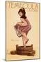 Temecula, California - Pinup Girl Stomping Grapes-Lantern Press-Mounted Art Print