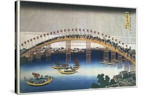 Temma Bridge, Osaka, Japan, 1830-Katsushika Hokusai-Stretched Canvas