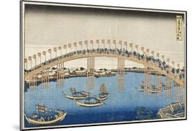 Temma Bridge, Settsu Province, Series Wondrous Views of Famous Bridges, Various Provinces, c.1835-Katsushika Hokusai-Mounted Giclee Print