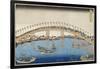 Temma Bridge, Settsu Province, Series Wondrous Views of Famous Bridges, Various Provinces, c.1835-Katsushika Hokusai-Framed Giclee Print