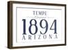 Tempe, Arizona - Established Date (Blue)-Lantern Press-Framed Art Print