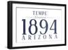 Tempe, Arizona - Established Date (Blue)-Lantern Press-Framed Art Print