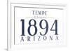 Tempe, Arizona - Established Date (Blue)-Lantern Press-Framed Art Print