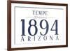 Tempe, Arizona - Established Date (Blue)-Lantern Press-Framed Art Print