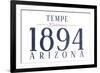 Tempe, Arizona - Established Date (Blue)-Lantern Press-Framed Art Print