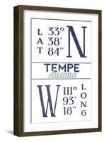 Tempe, Arizona - Latitude and Longitude (Blue)-Lantern Press-Framed Art Print