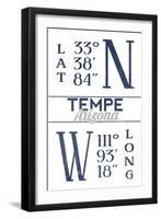 Tempe, Arizona - Latitude and Longitude (Blue)-Lantern Press-Framed Art Print