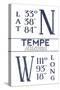 Tempe, Arizona - Latitude and Longitude (Blue)-Lantern Press-Stretched Canvas