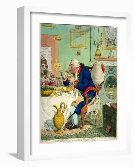 Temperance Enjoying a Frugal Meal, Published by Hannah Humphrey, 1792-James Gillray-Framed Giclee Print