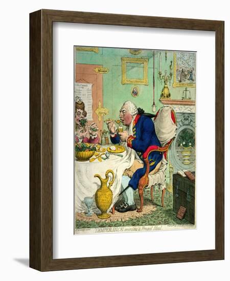 Temperance Enjoying a Frugal Meal, Published by Hannah Humphrey, 1792-James Gillray-Framed Giclee Print