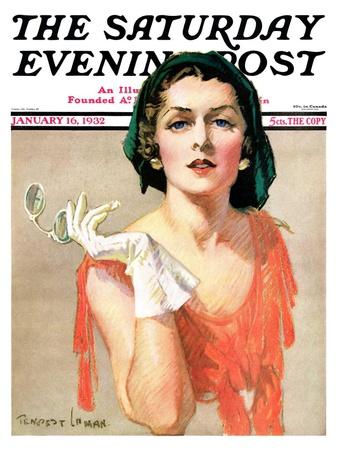 "Woman and Pince Nez," Saturday Evening Post Cover, January 16, 1932