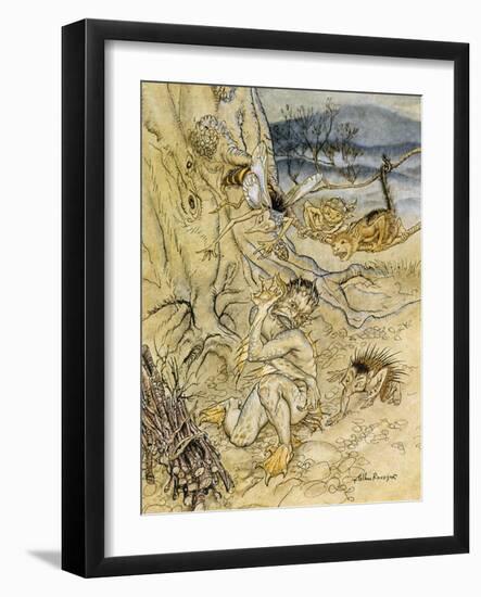 Tempest, Rackham, Act2Sce2-Arthur Rackham-Framed Art Print