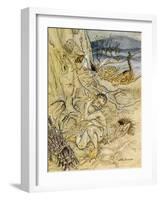 Tempest, Rackham, Act2Sce2-Arthur Rackham-Framed Art Print