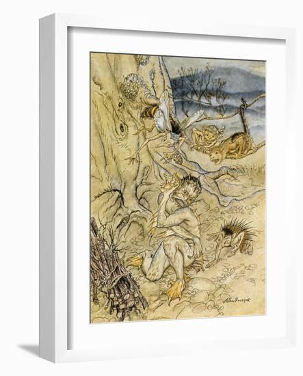 Tempest, Rackham, Act2Sce2-Arthur Rackham-Framed Art Print