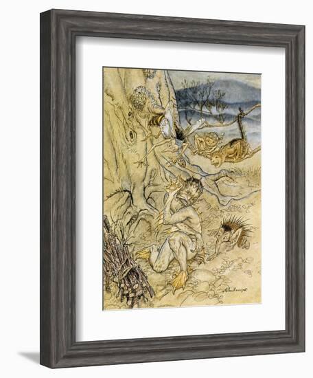 Tempest, Rackham, Act2Sce2-Arthur Rackham-Framed Art Print