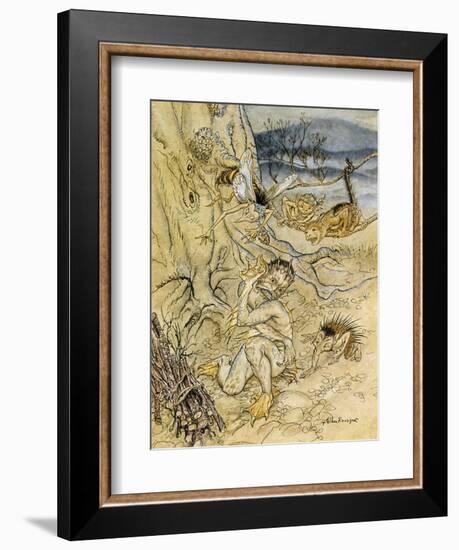 Tempest, Rackham, Act2Sce2-Arthur Rackham-Framed Art Print