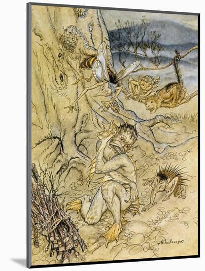 Tempest, Rackham, Act2Sce2-Arthur Rackham-Mounted Art Print