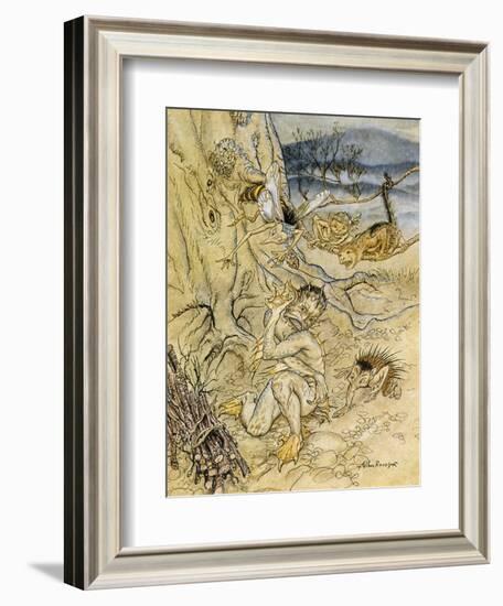 Tempest, Rackham, Act2Sce2-Arthur Rackham-Framed Art Print