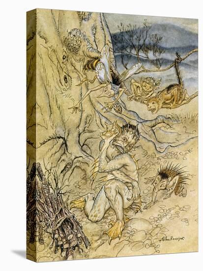 Tempest, Rackham, Act2Sce2-Arthur Rackham-Stretched Canvas