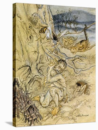 Tempest, Rackham, Act2Sce2-Arthur Rackham-Stretched Canvas