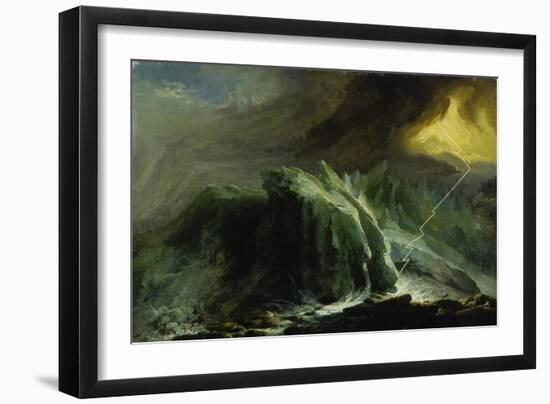 Tempest with Lightning Striking at Grindelwald Glacier-Caspar Wolf-Framed Premium Giclee Print