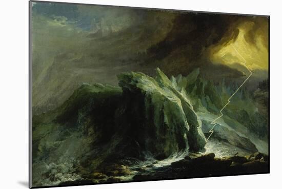 Tempest with Lightning Striking at Grindelwald Glacier-Caspar Wolf-Mounted Giclee Print