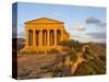 Tempio Di Concordia (Concord) at Sunset, Valle Dei Templi, UNESCO World Heritage Site, Agrigento, S-Stuart Black-Stretched Canvas