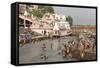 Temple at Har-Ki-Pairi, on Bank of River Ganges, Haridwar, Uttarakhand, India, Asia-Tony Waltham-Framed Stretched Canvas