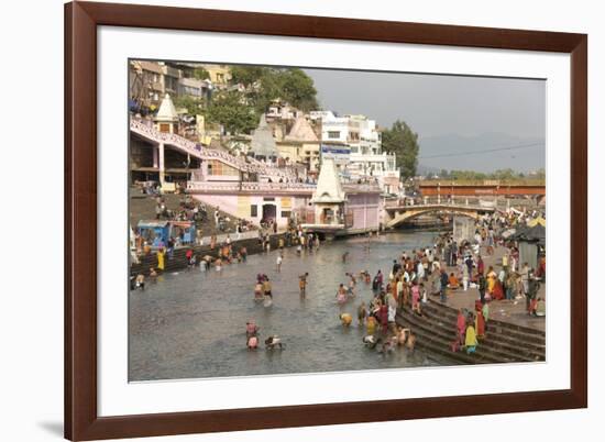 Temple at Har-Ki-Pairi, on Bank of River Ganges, Haridwar, Uttarakhand, India, Asia-Tony Waltham-Framed Photographic Print