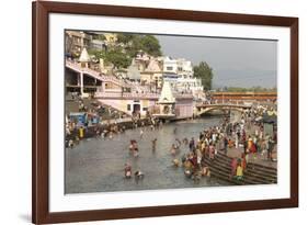 Temple at Har-Ki-Pairi, on Bank of River Ganges, Haridwar, Uttarakhand, India, Asia-Tony Waltham-Framed Photographic Print