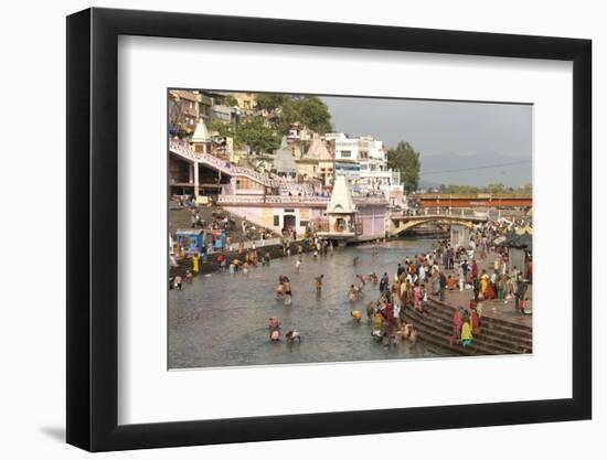 Temple at Har-Ki-Pairi, on Bank of River Ganges, Haridwar, Uttarakhand, India, Asia-Tony Waltham-Framed Photographic Print