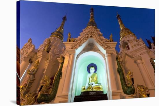 Temple at Shwedagon Paya (Pagoda) Floodlit at Night, Yangon (Rangoon), Myanmar (Burma), Asia-Lee Frost-Stretched Canvas