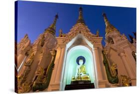 Temple at Shwedagon Paya (Pagoda) Floodlit at Night, Yangon (Rangoon), Myanmar (Burma), Asia-Lee Frost-Stretched Canvas